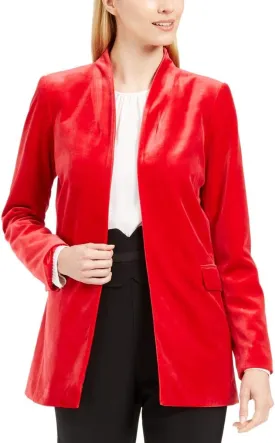 Calvin Klein Womens Red Velvet Blazer Evening Jacket Size 4P