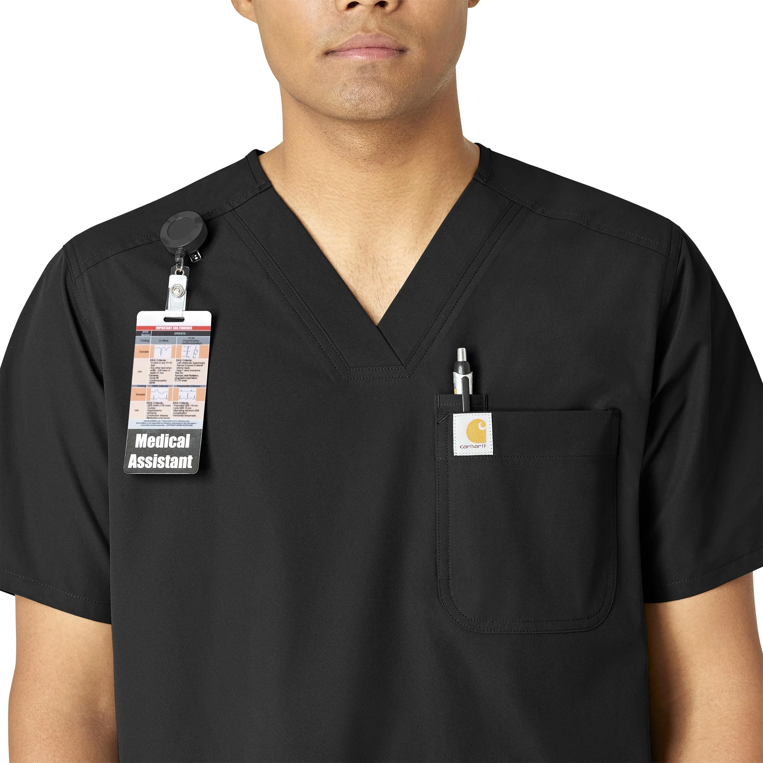 Carhartt Force Essentials Men's V-Neck Shirttail Scrub Top - Black