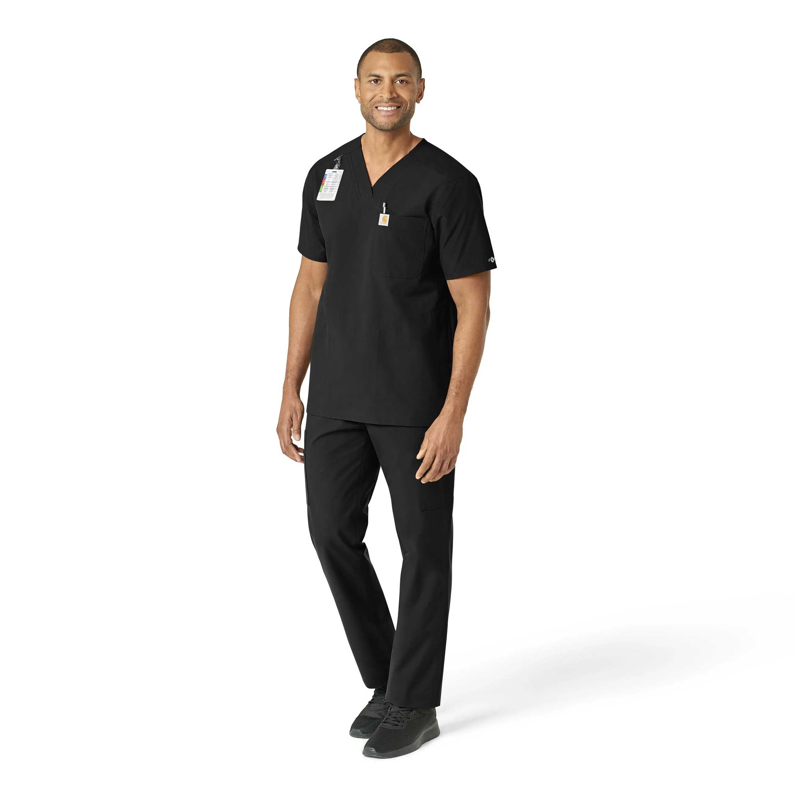 Carhartt Force Essentials Men's V-Neck Shirttail Scrub Top - Black