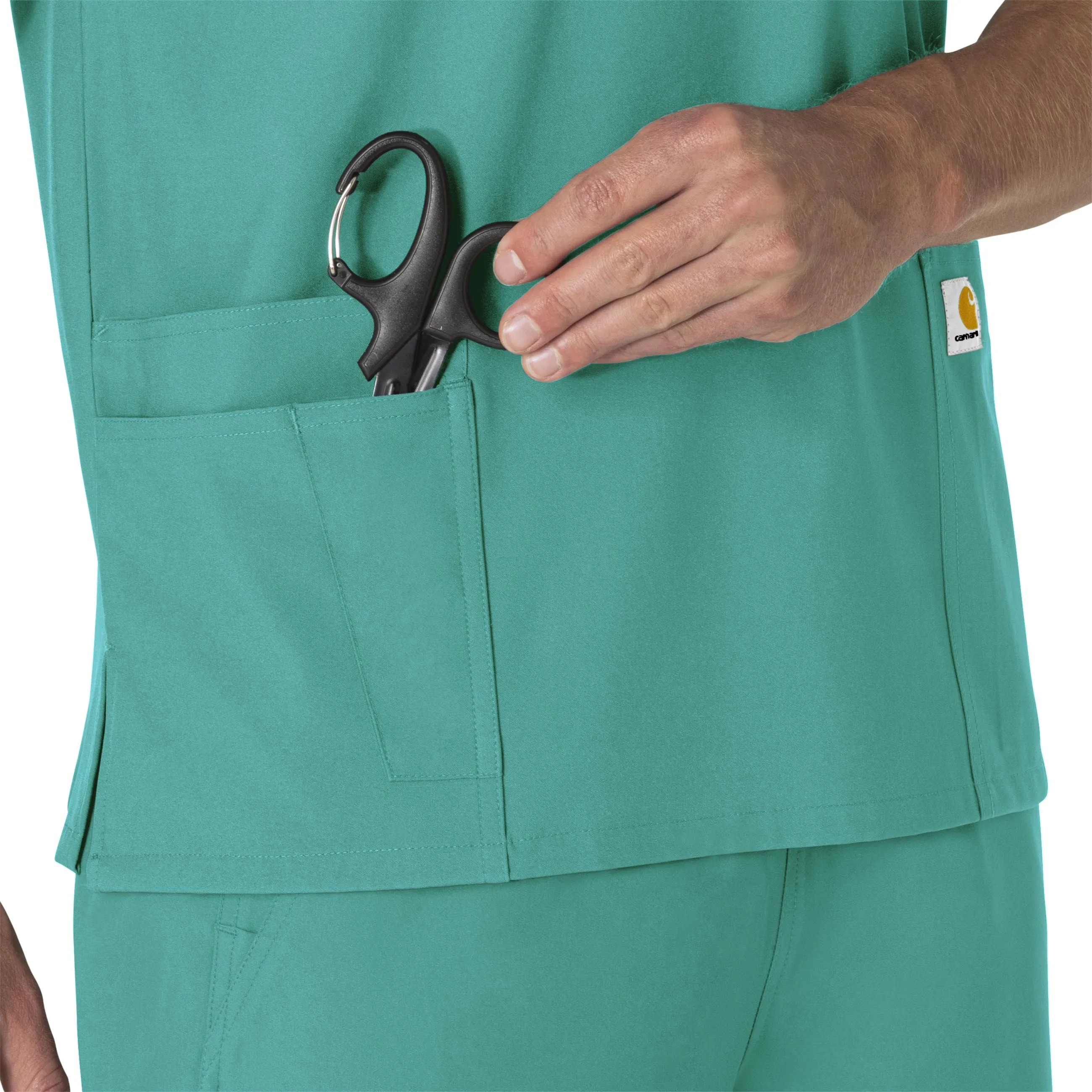 Carhartt Force Essentials Unisex V-Neck 6-Pocket Scrub Top - Teal Blue