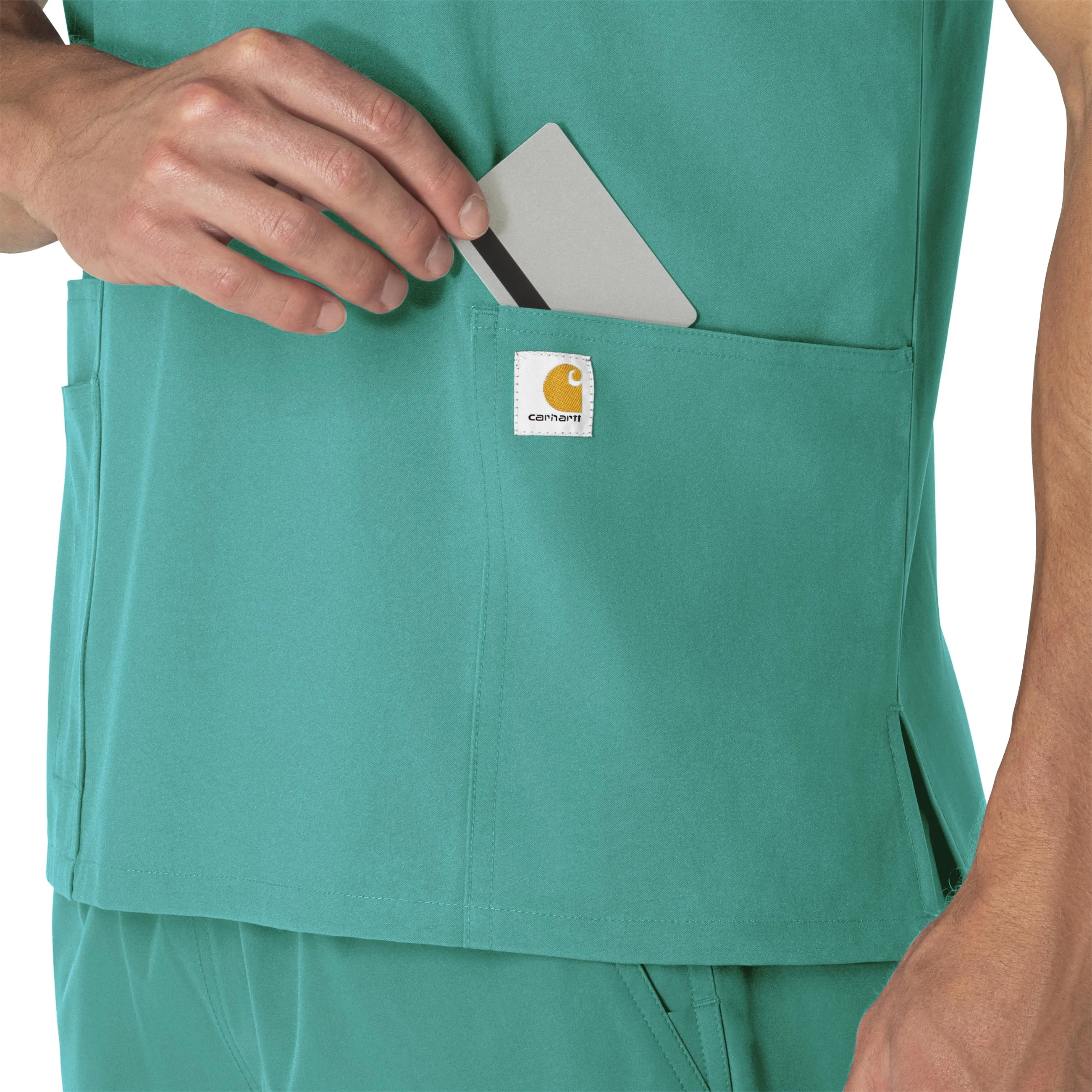 Carhartt Force Essentials Unisex V-Neck 6-Pocket Scrub Top - Teal Blue