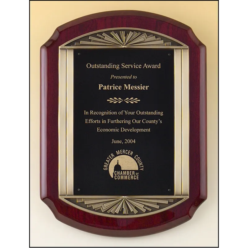 Cast Sunburst Frame Rosewood Piano Finish Plaque