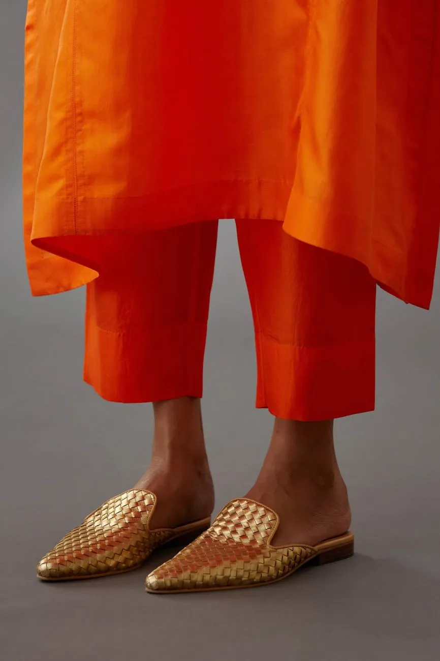 Coral Hand Embroidered Tunic Set