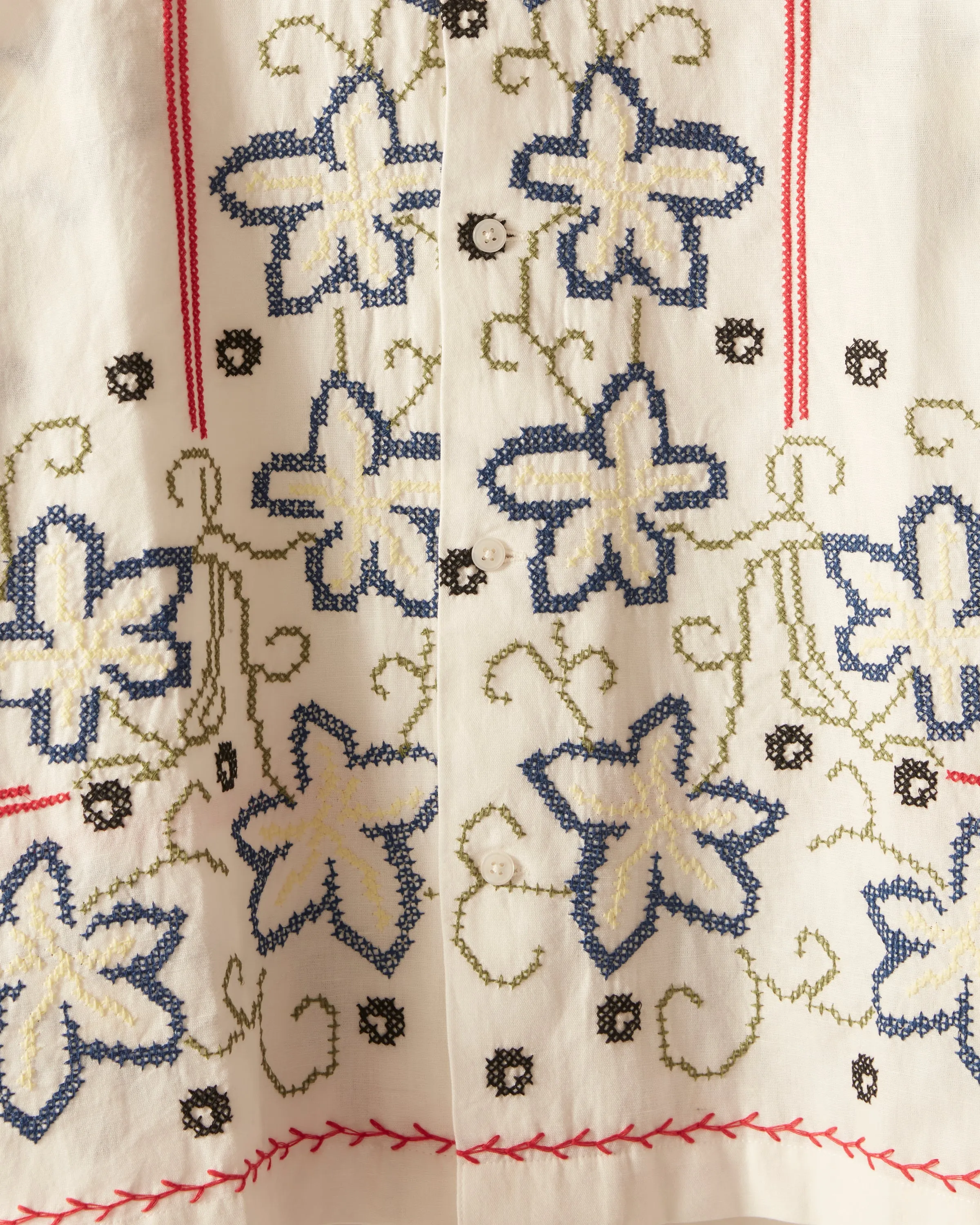 Cornflower Cross Stitch Short Sleeve Shirt
