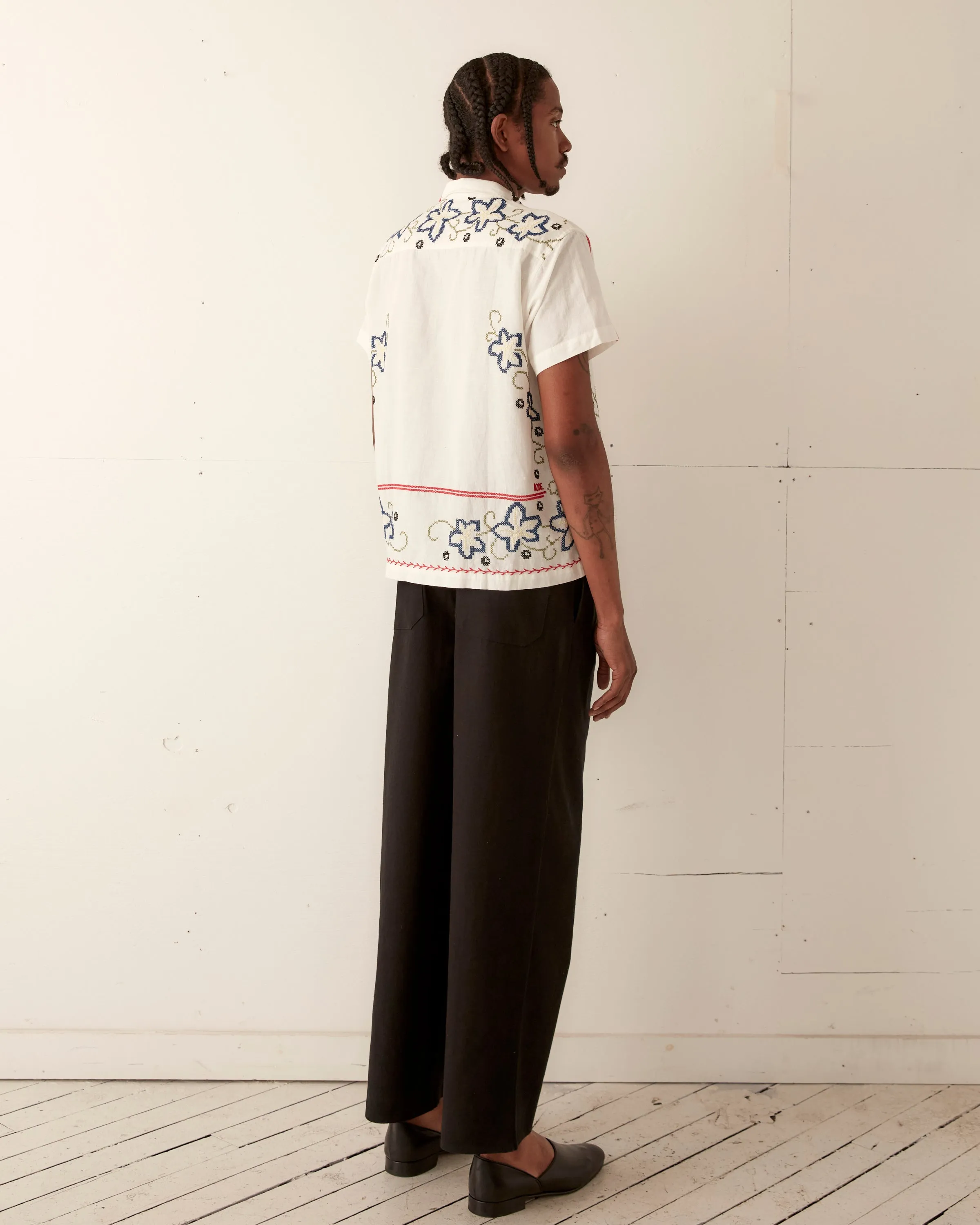Cornflower Cross Stitch Short Sleeve Shirt