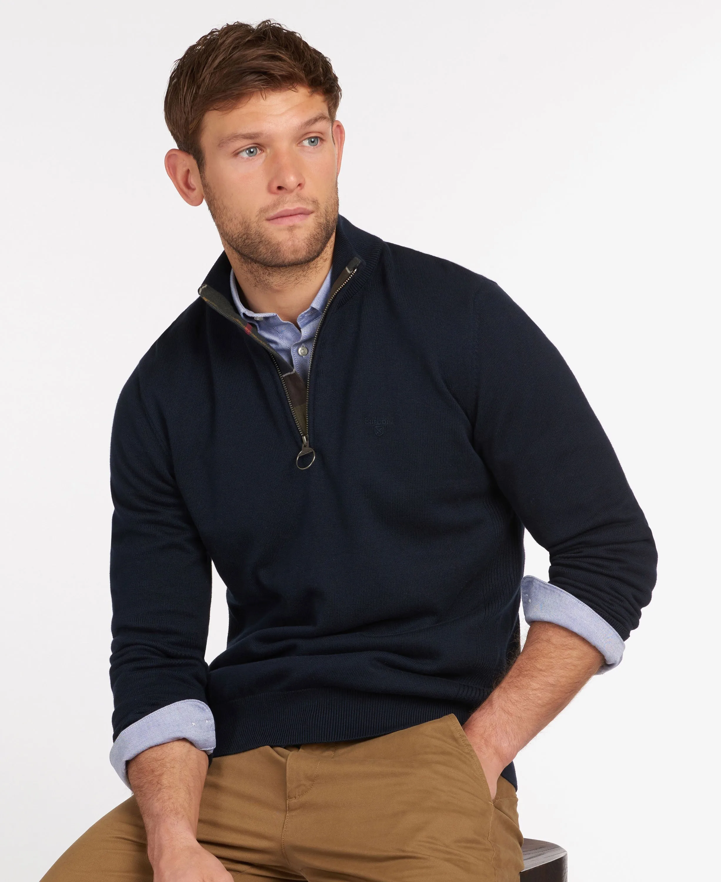 Cotton Half Zip Jumper - Navy
