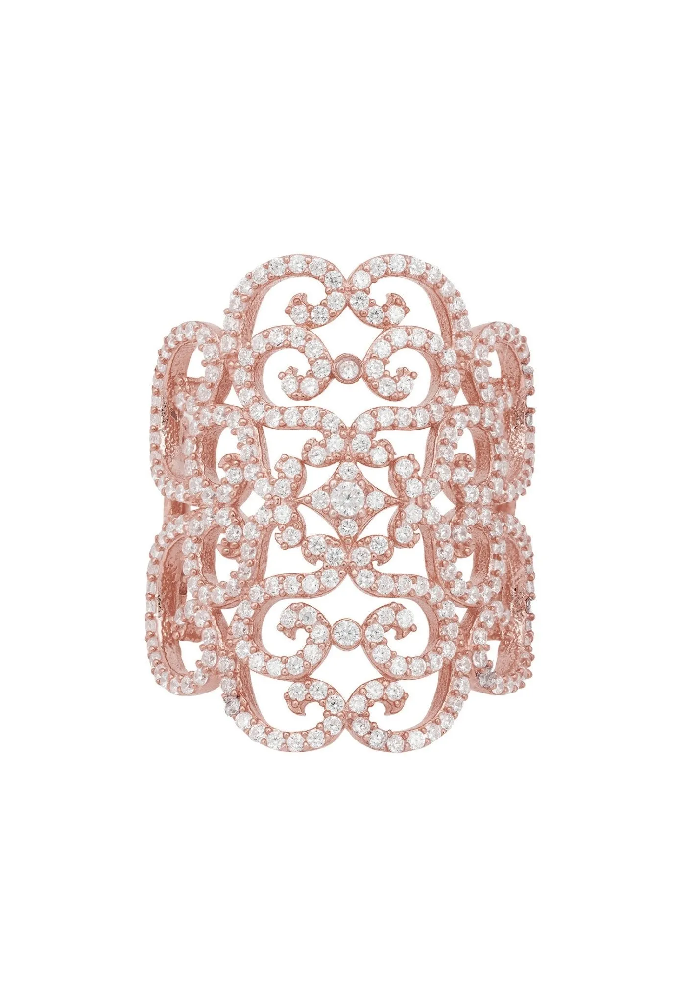 Countess Cocktail Ring Rosegold White