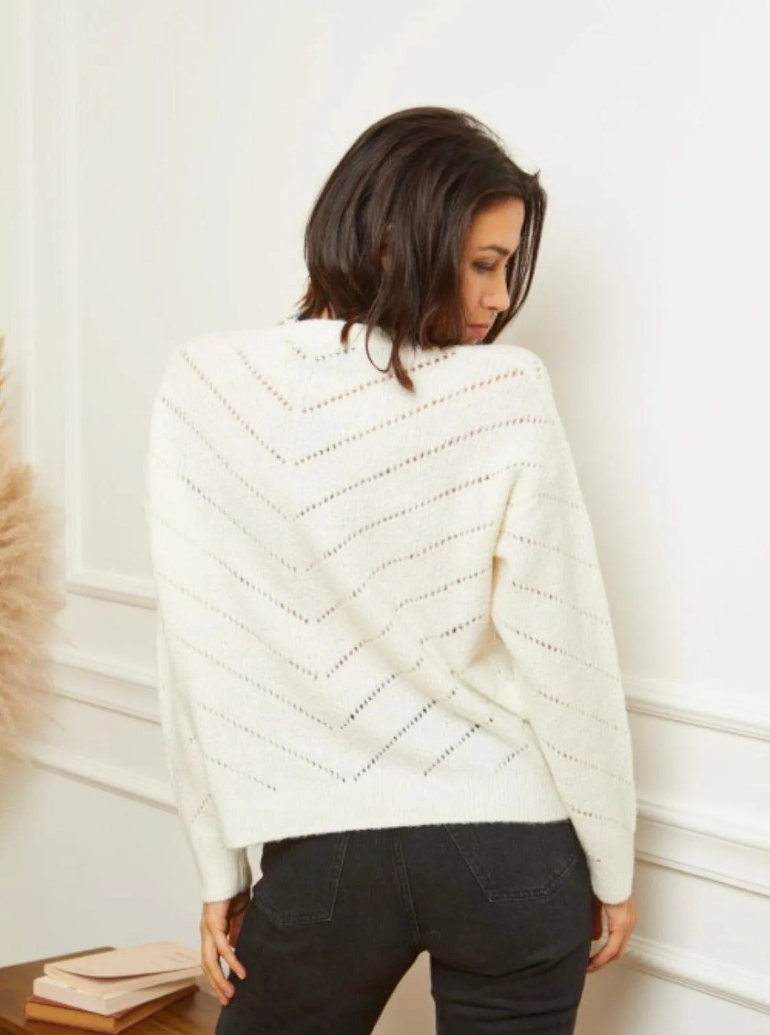 Cream Knit Cardigan with Sparkling Diamente Buttons