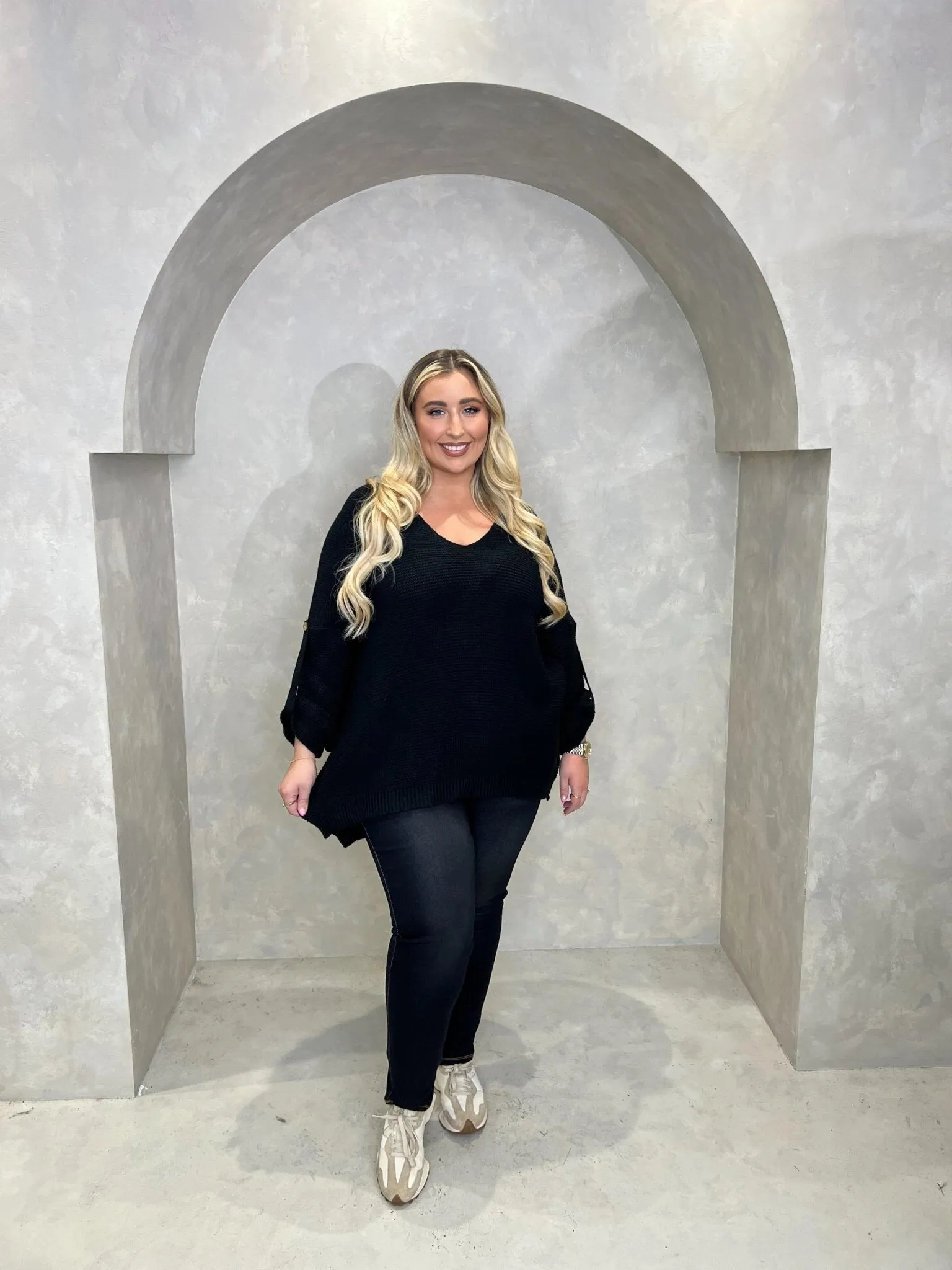 Curve V Neck Knitted Jumper