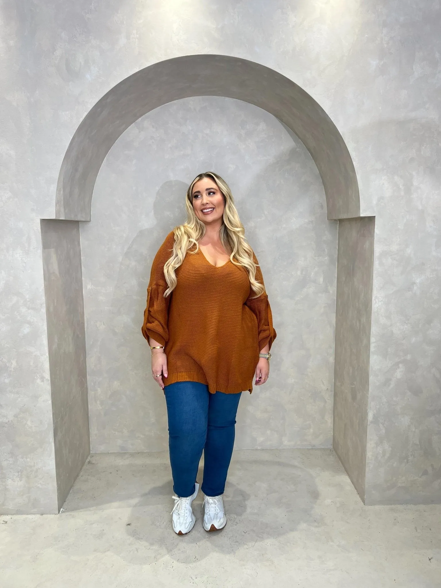 Curve V Neck Knitted Jumper