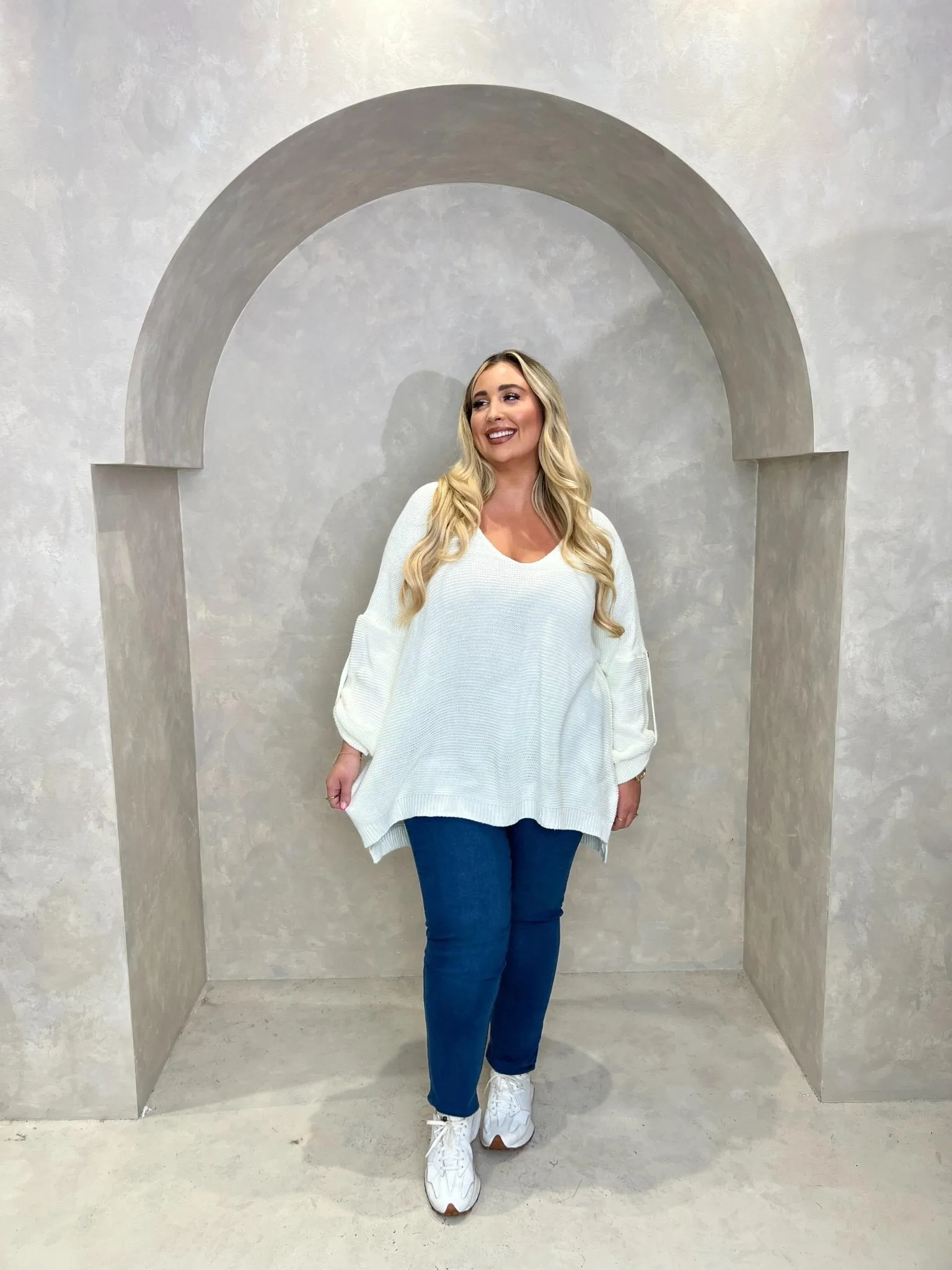 Curve V Neck Knitted Jumper