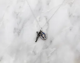Dainty Miraculous Medal & Crucifix Necklace