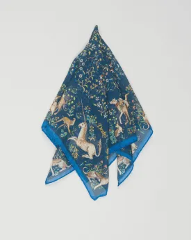 Drake's Unicorn Garden Pocket Square / Blue & Navy