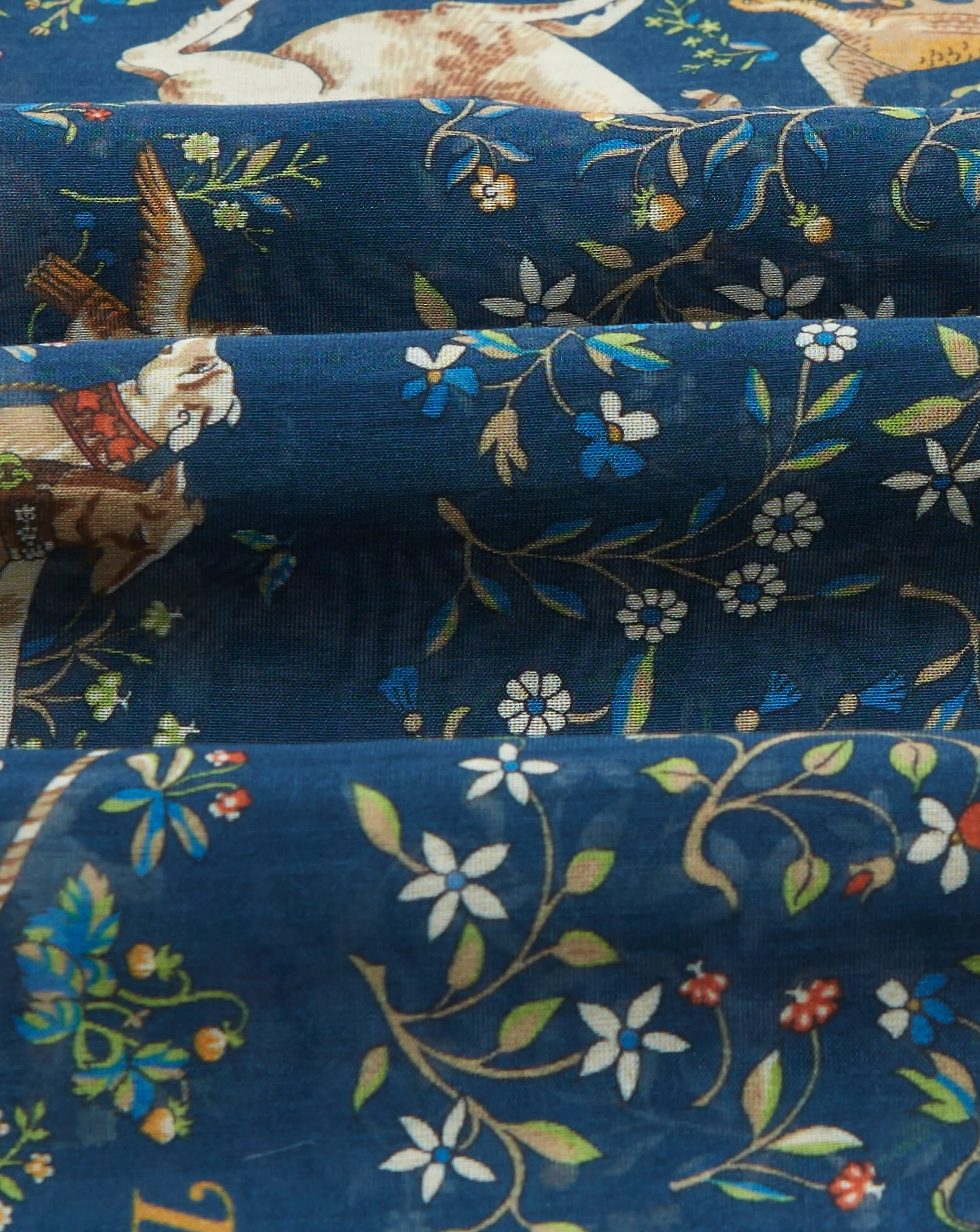Drake's Unicorn Garden Pocket Square / Blue & Navy