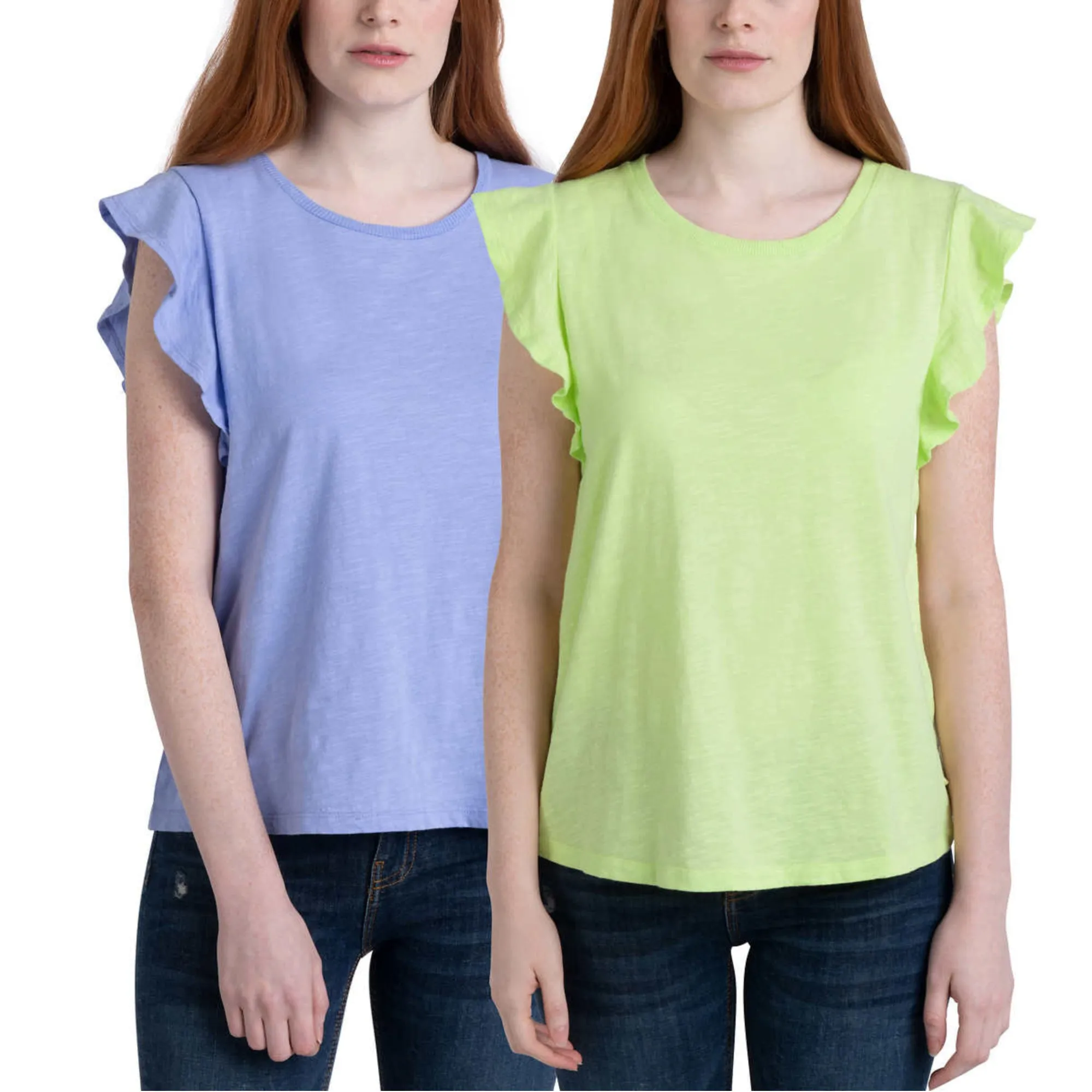 Ecothreads Women's 2-pack Flutter Sleeve Soft Organic Cotton Tee Top