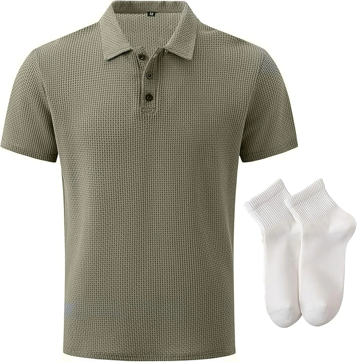 Elavure - The Prestigio Polo Shirt, Men's Short Sleeve Solid Stretch Cotton Pique Polo Shirt Quick Dry Casual Workout