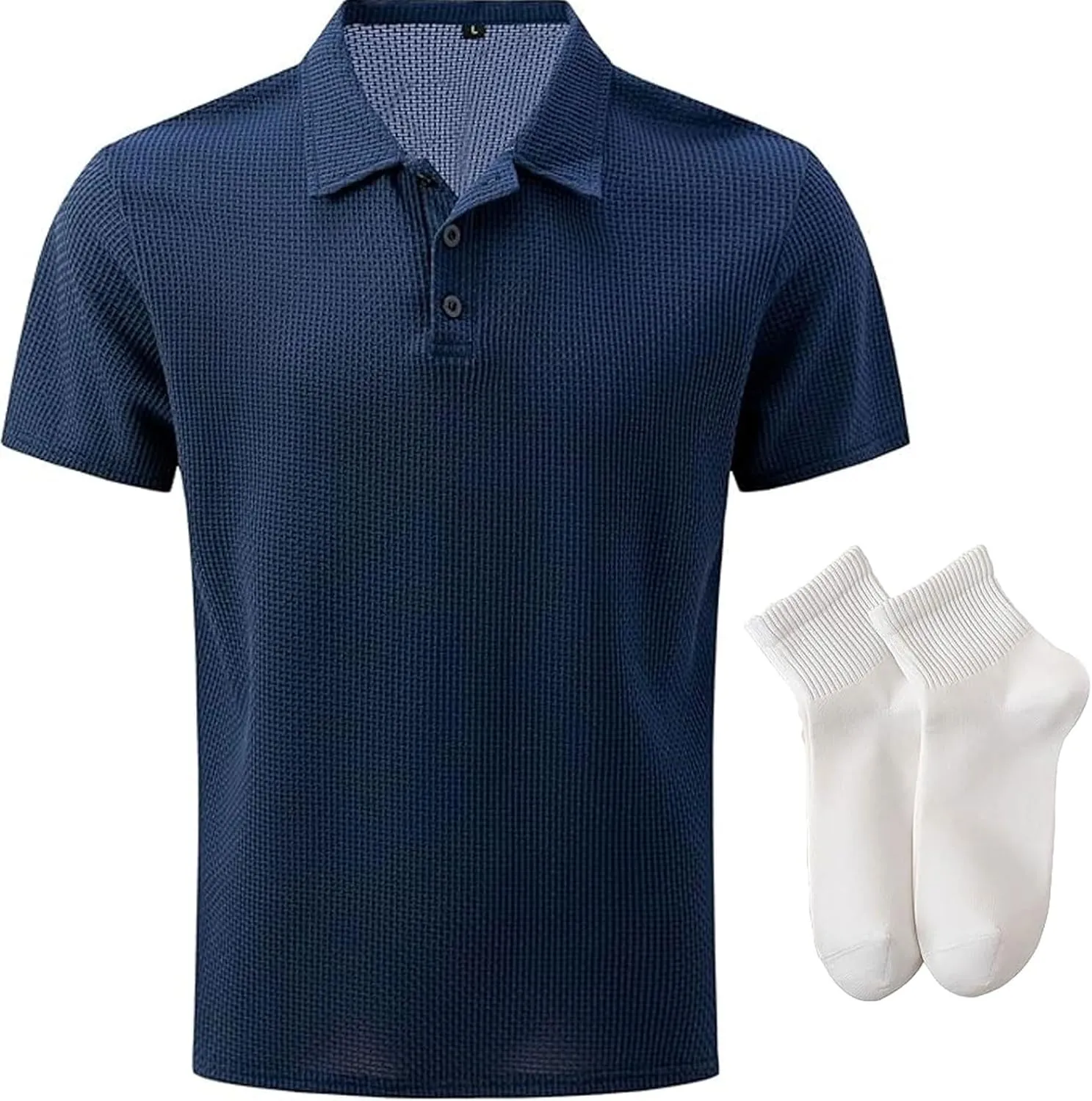 Elavure - The Prestigio Polo Shirt, Men's Short Sleeve Solid Stretch Cotton Pique Polo Shirt Quick Dry Casual Workout