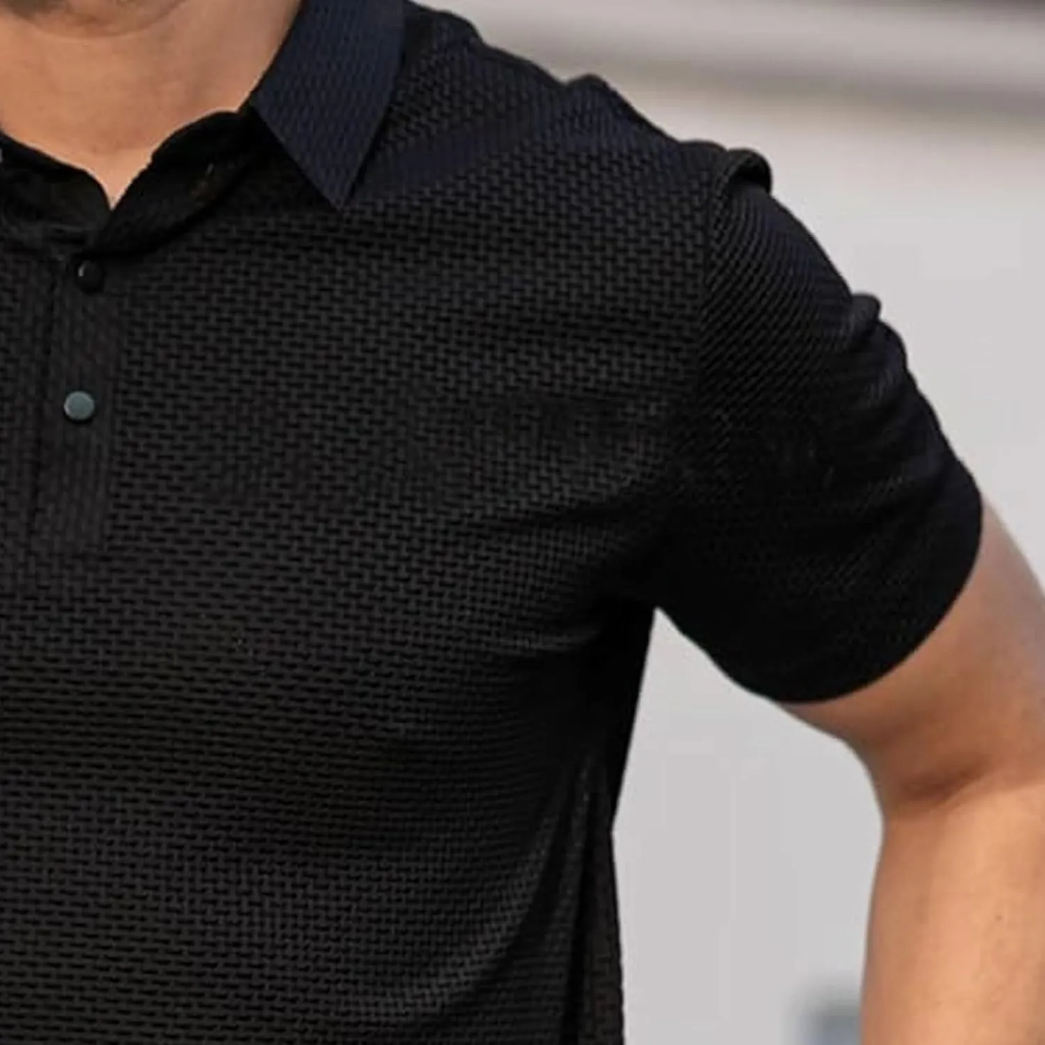 Elavure - The Prestigio Polo Shirt, Men's Short Sleeve Solid Stretch Cotton Pique Polo Shirt Quick Dry Casual Workout