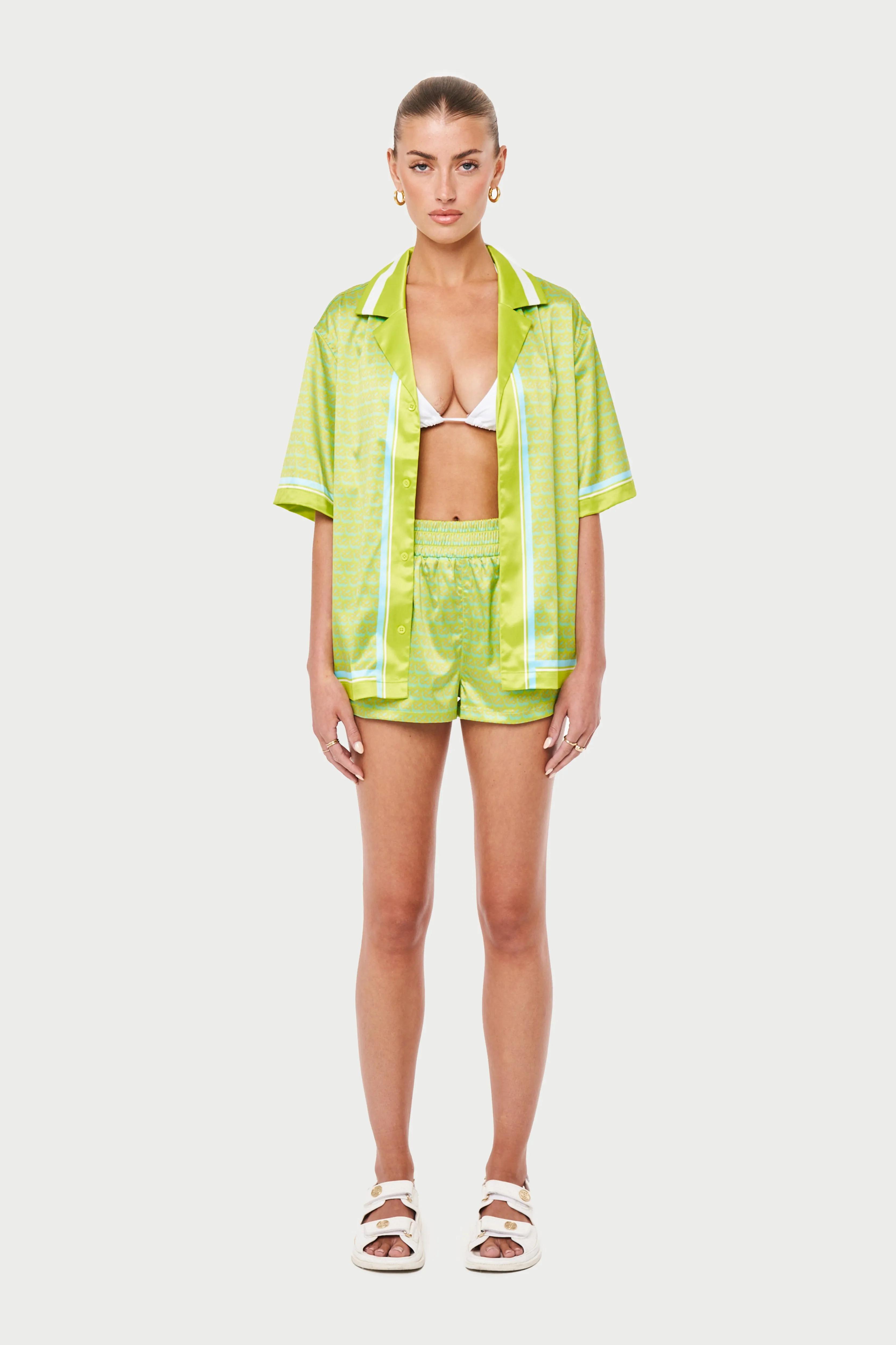 EMBLEM PRINTED RESORT SHIRT - YELLOW