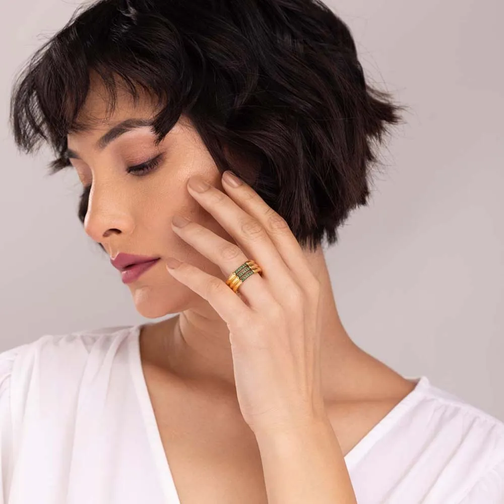 Emerald Layered Harmony Ring