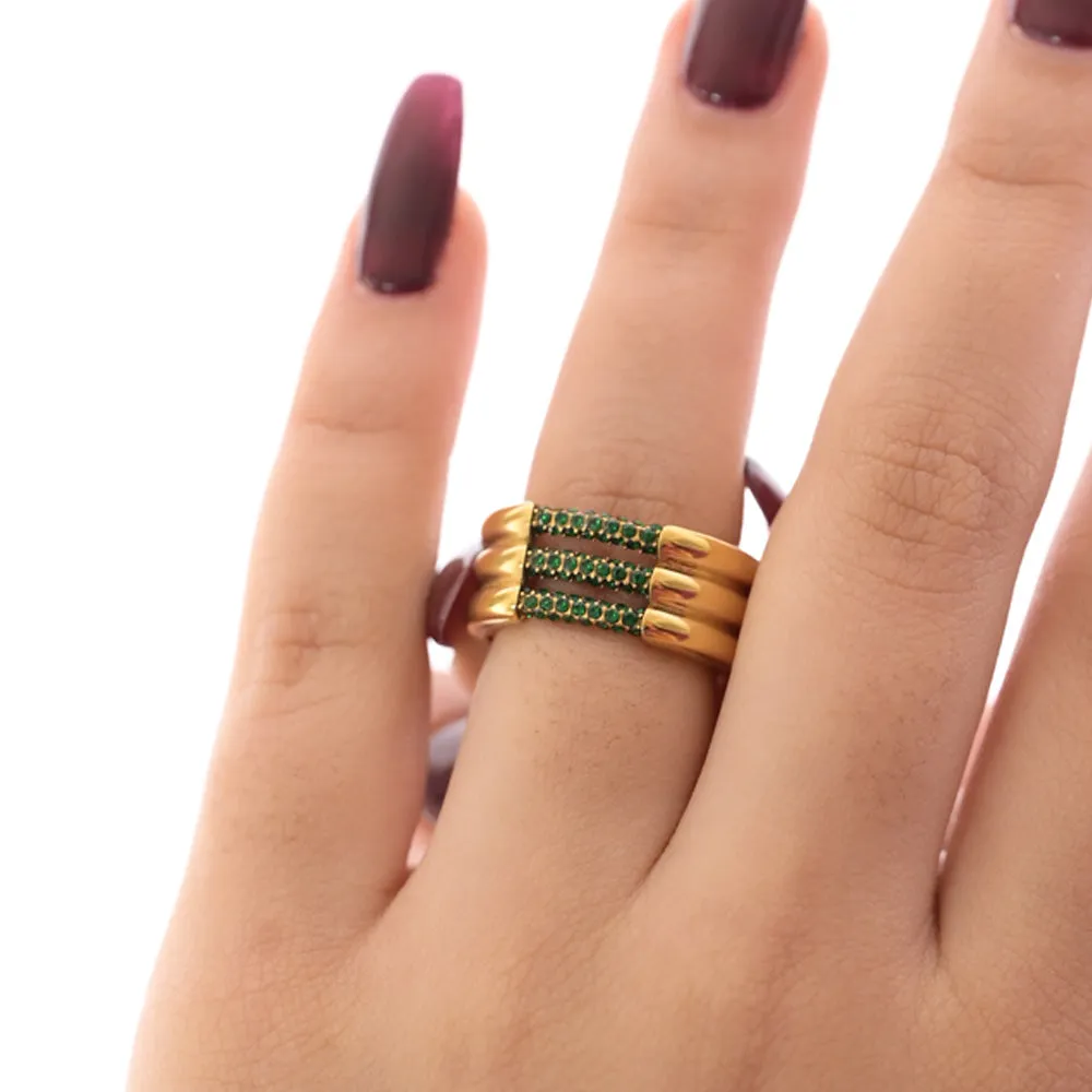 Emerald Layered Harmony Ring