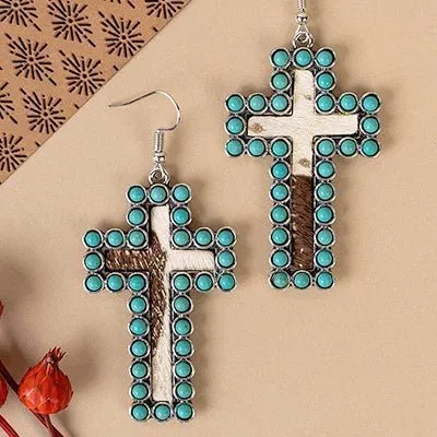 Encased Cross Earrings- 3 Colors