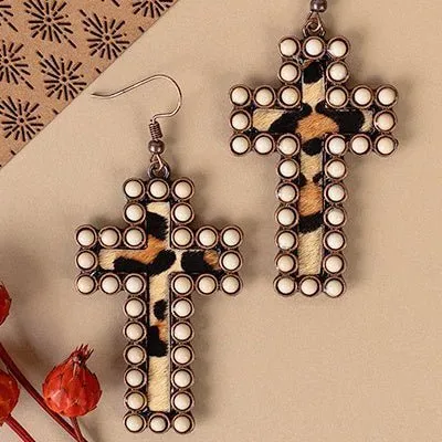 Encased Cross Earrings- 3 Colors