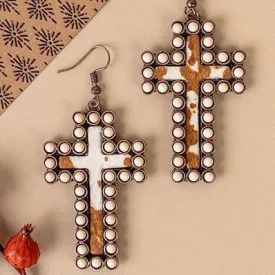Encased Cross Earrings- 3 Colors
