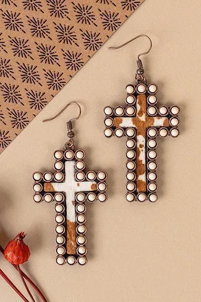 Encased Cross Earrings- 3 Colors