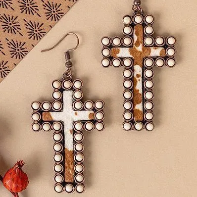 Encased Cross Earrings- 3 Colors