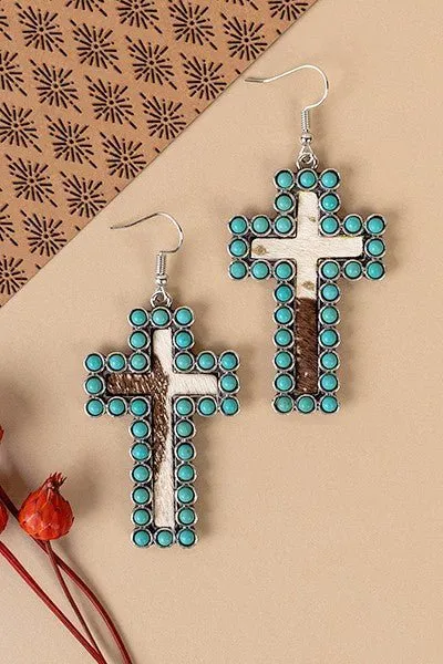 Encased Cross Earrings- 3 Colors