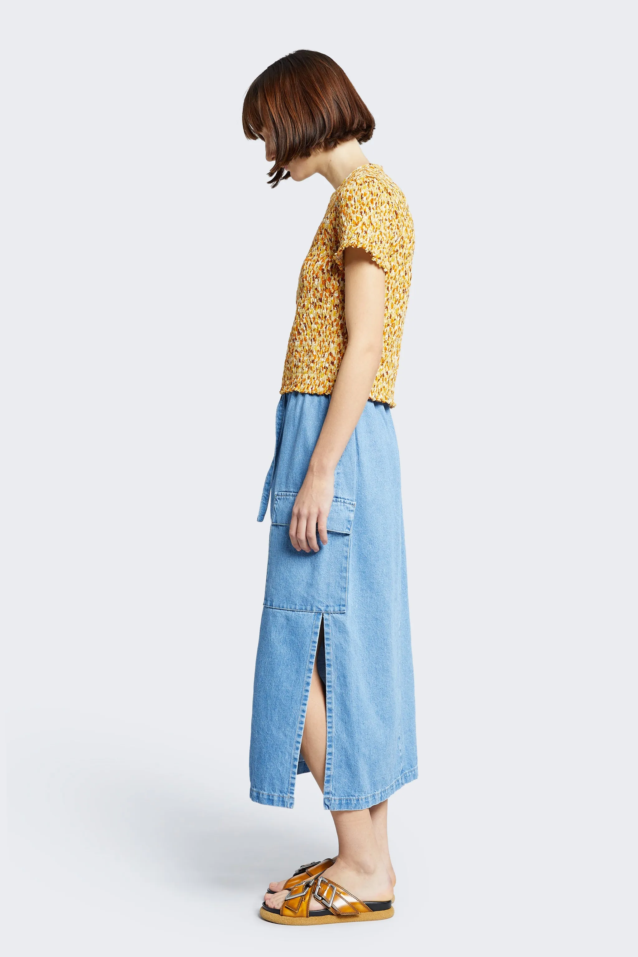 Esteem Denim Skirt Light Blue