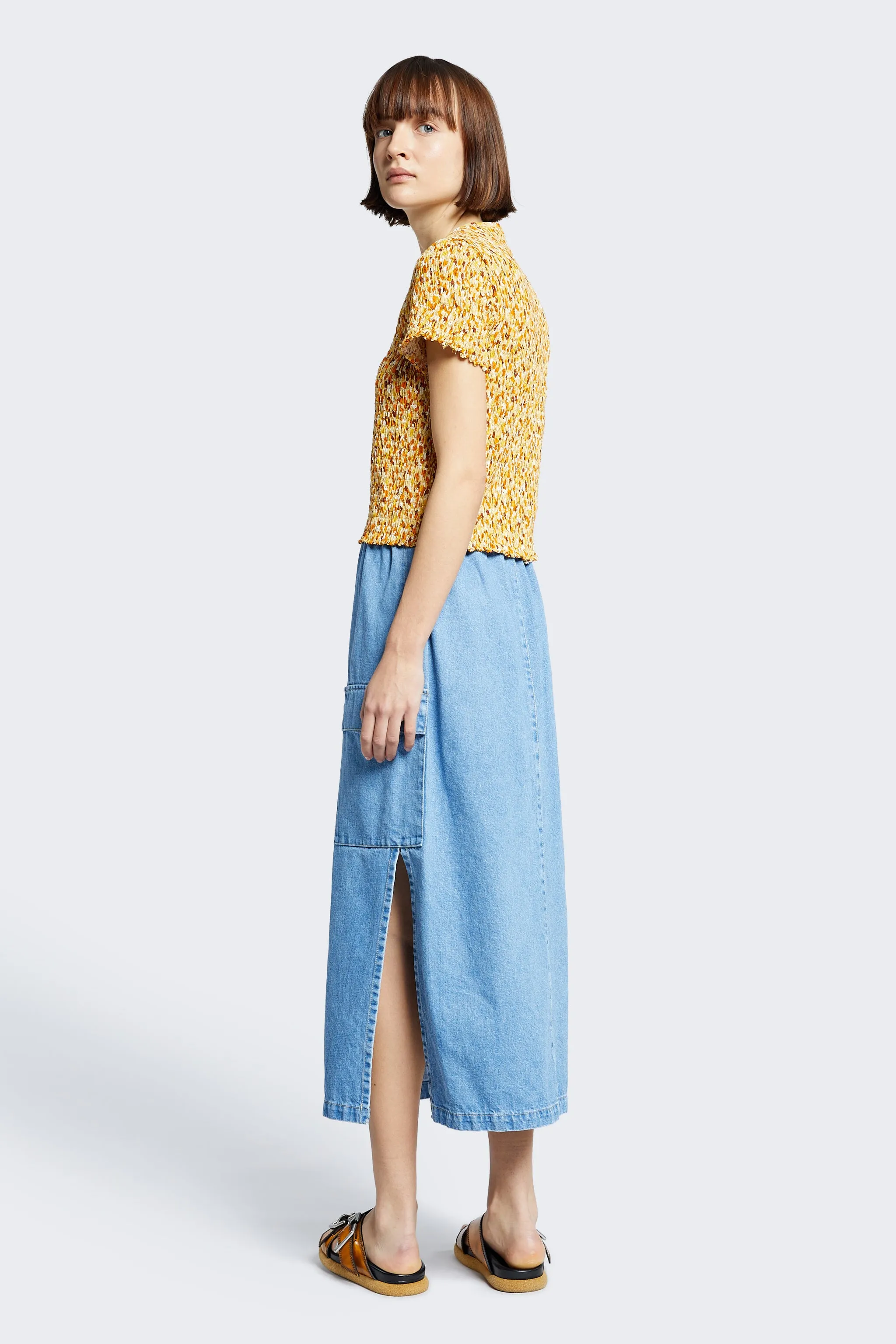 Esteem Denim Skirt Light Blue