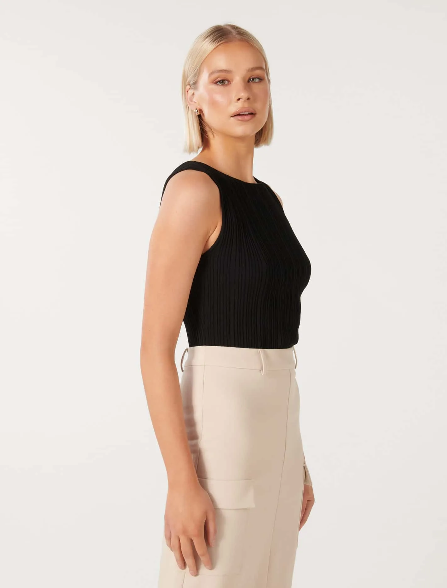 Evie Boat Neck Knit Tank Top