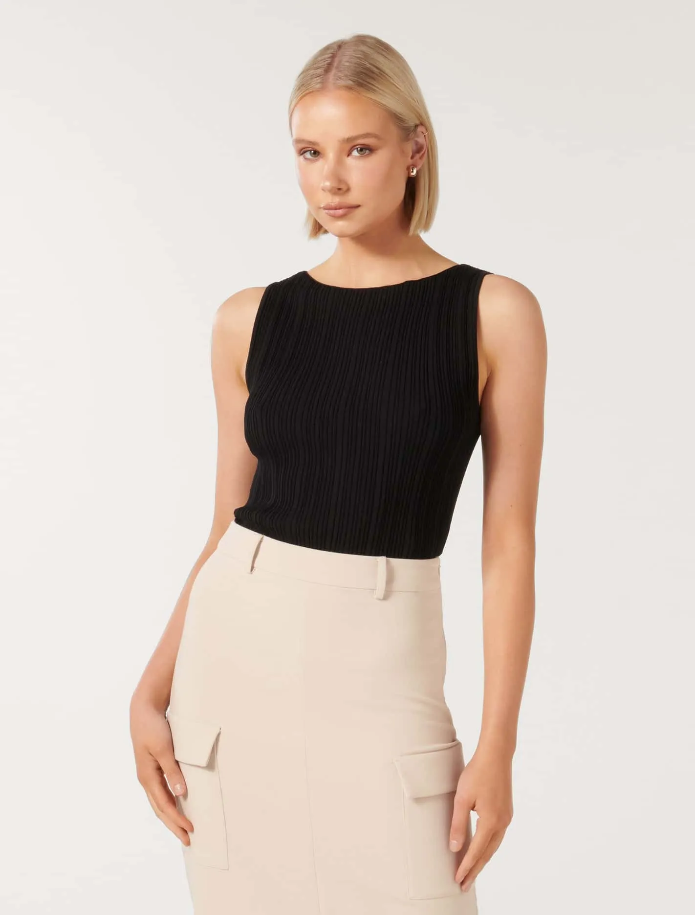 Evie Boat Neck Knit Tank Top