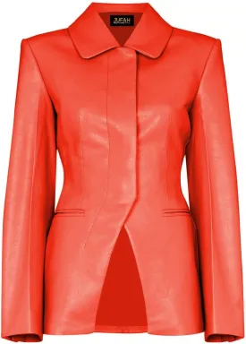 Fantus Grey, Black, Red, and Tan Blazer Coat Genuine Leather Jacket for Women Coat Style Slim Fit