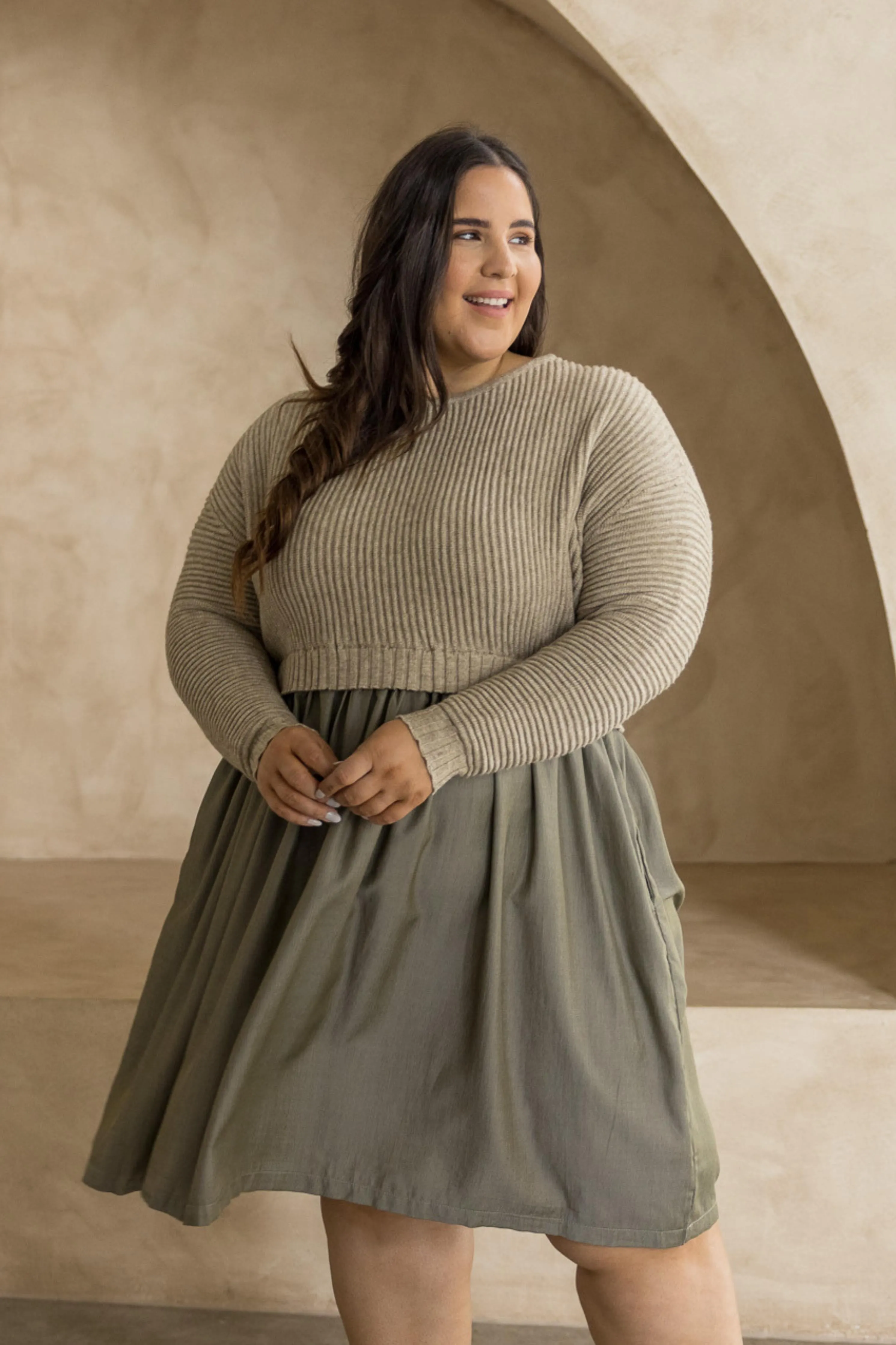 FINAL SALE Lunar Knit Dress in Walnut