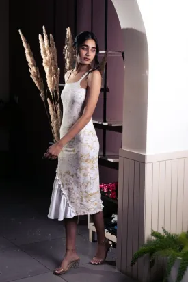 Flora Dress | Eco-Printed Cotton Dress with an Asymmetric Hemline