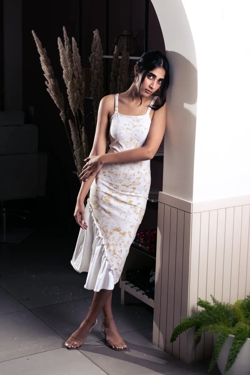 Flora Dress | Eco-Printed Cotton Dress with an Asymmetric Hemline