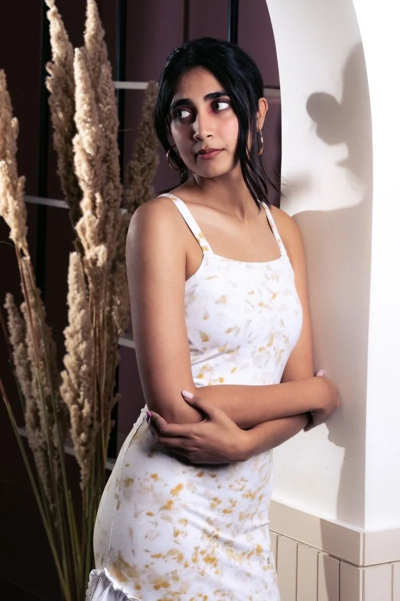 Flora Dress | Eco-Printed Cotton Dress with an Asymmetric Hemline