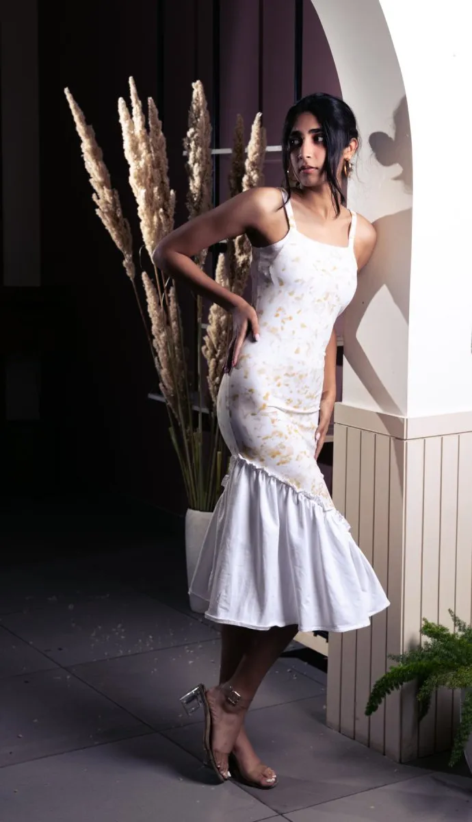 Flora Dress | Eco-Printed Cotton Dress with an Asymmetric Hemline