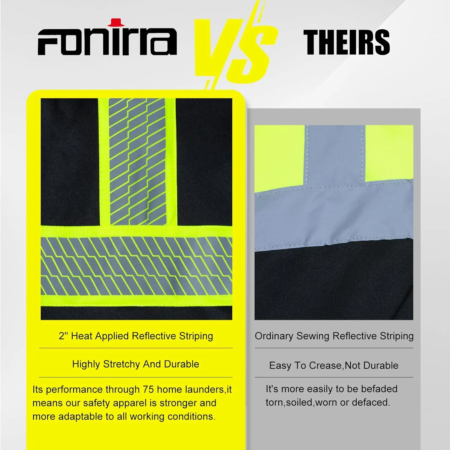 FONIRRA Men's High Visibility Safety ANSI Class 3 Lined Fleece Hoodie Sweatshirt with Black Bottom Jumper Workwear for Men(Black,M)