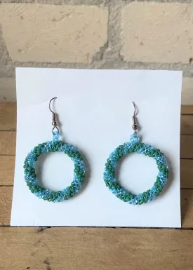 Green Wreath Beaded Earrings