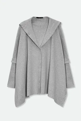 HARPER HOODED CAPE IN DOUBLE KNIT PIMA COTTON STRETCH