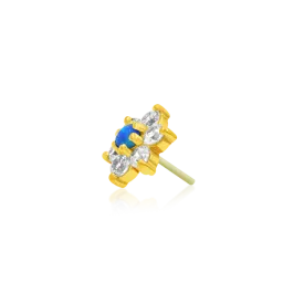 J-79 Junipurr Gold Flower with CZ Stones and Blue Opal