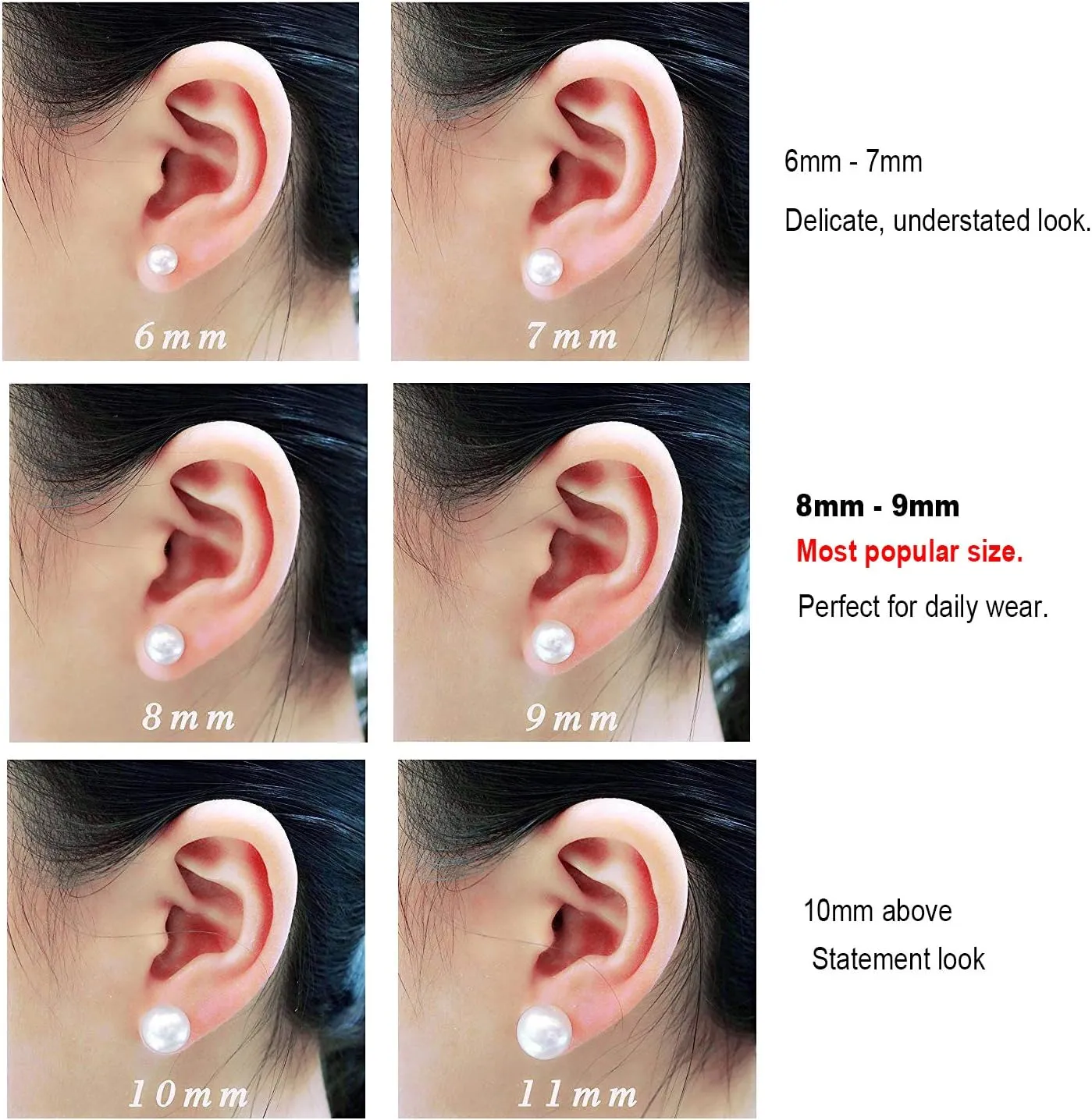 JORA Sterling Silver White Button Freshwater Cultured Pearl Stud Earrings for Women Gift