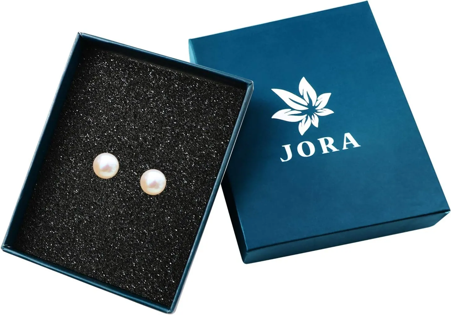 JORA Sterling Silver White Button Freshwater Cultured Pearl Stud Earrings for Women Gift