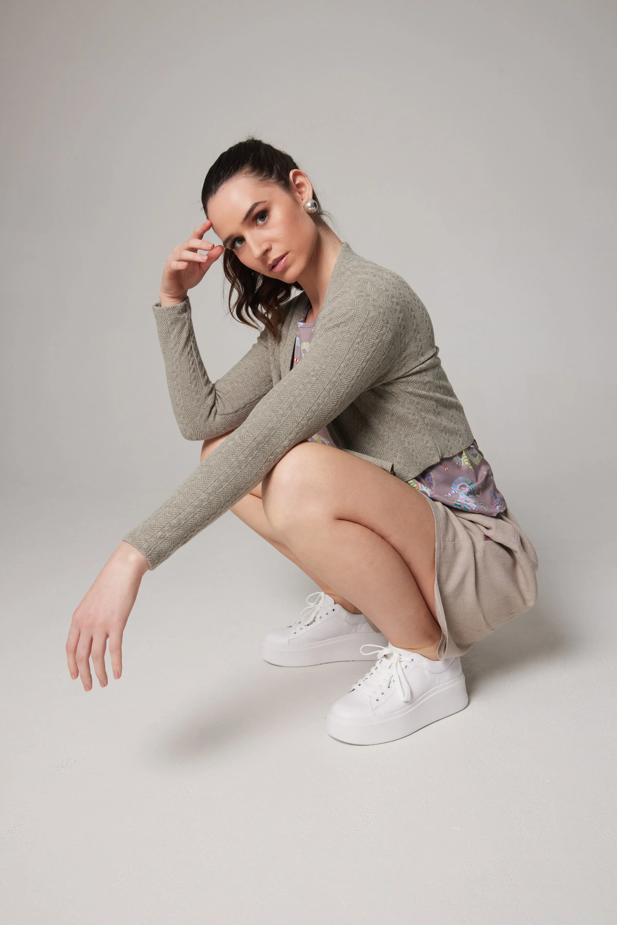 Knit Short Cardigan - Green