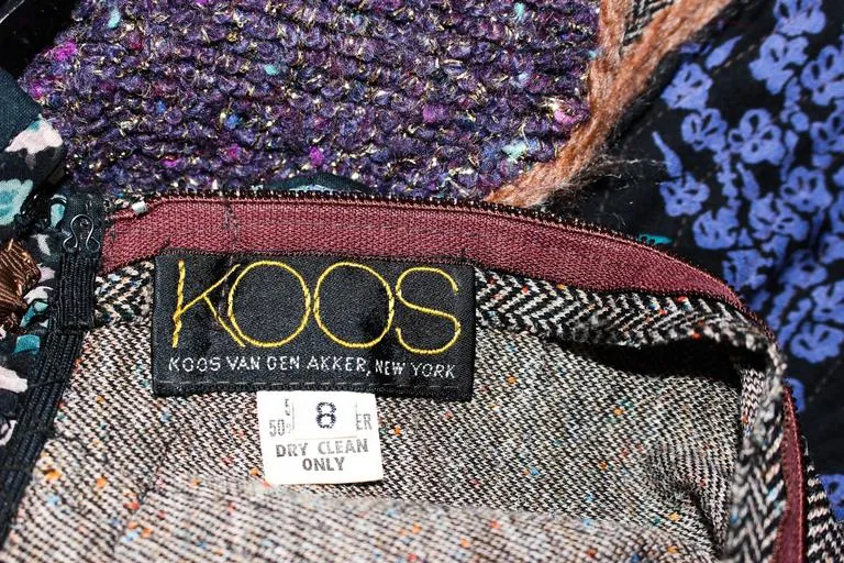 KOOS VAN DEN AKKER Printed Wool Mixed Ruffle Dress Size 8