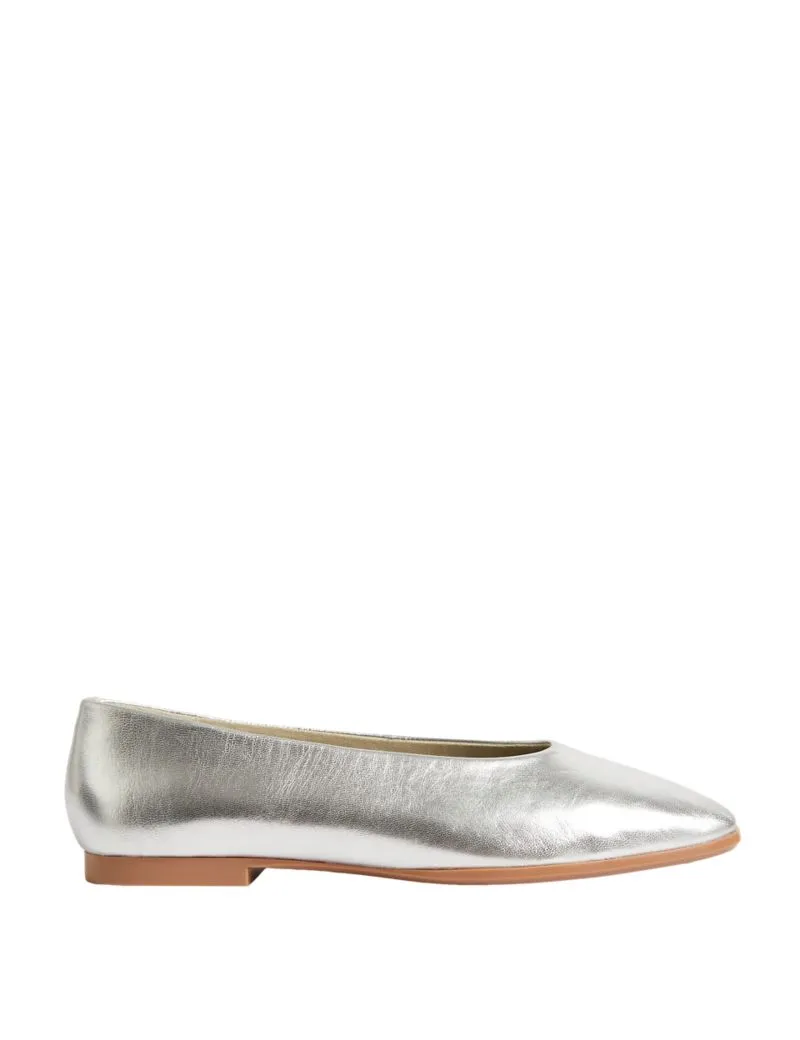 Leather Square Toe Ballet Pumps